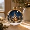 thumbnail image 4 of Sahpxhe Christmas Ornaments, Clear Ball Snowy Winter Church Scene Printed Hanging Decor for Christmas Tree Window Home Decorations, 4 of 6