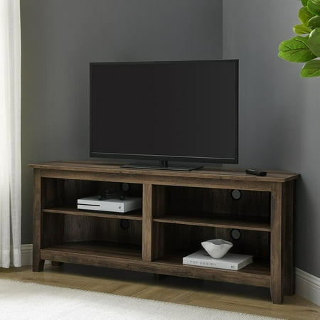 Walker Edison 58  Transitional Wood Corner TV Stand - Reclaimed Barnwood