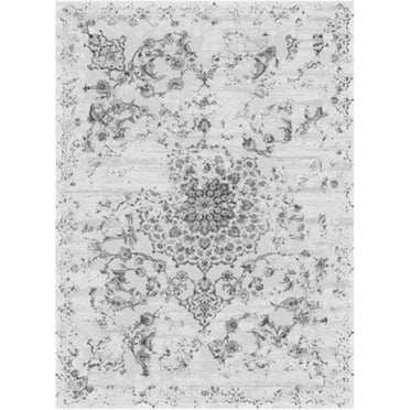 Esme Flatweave Grey Distressed Pattern Area Rug 6'6" x 9'6"