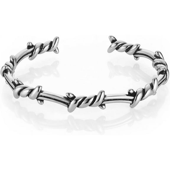 Men's Vintage Gothic Punk Stainless Steel Thorn Cuff Bracelet Jewellery Gifts