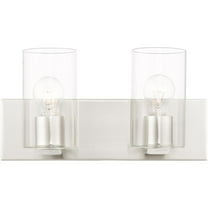 15 inch 2 Light Brushed Nickel Bathroom Vanity light fixture with Clear Glass Shade