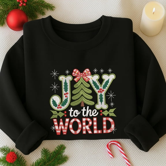 Christmas Joy To The World Embroidered Sweatshirt, Christian Christmas Embroidered Shirt, Merry Christmas Hoodie, Winter Holiday Gift