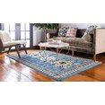 thumbnail image 2 of Unique Loom Taftan Collection Geometric Tribal Area Rug, 5 x 8 Feet, Light Blue/Gold, 2 of 5