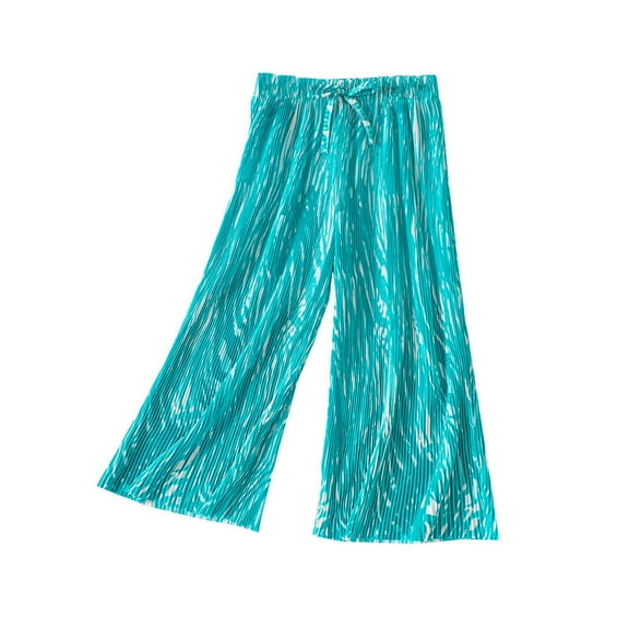 Generic Summer Toddler Girl Blue Print Loose Pants Casual Pants Spring Autumn Clothes for Home Holiday Party Leisure (2-3 Years Blue)