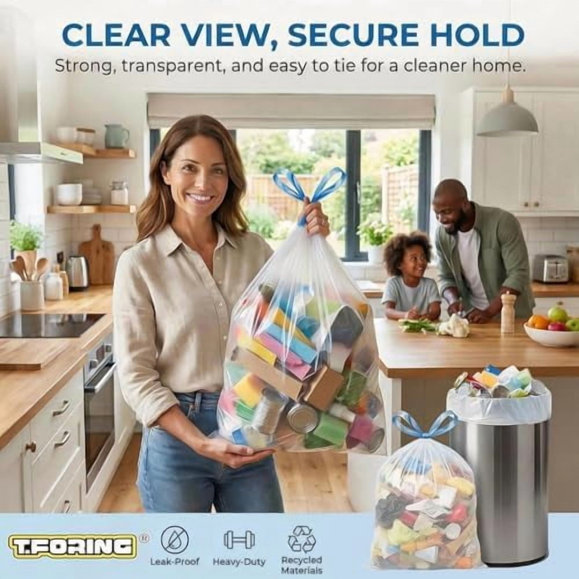 Small rash Bags 5 Gallon wih Drawsring,150 Coun Whie Garbage Bags Unscened,Srong Plasic Wasebaske Can Liners for Home Bahroom Car