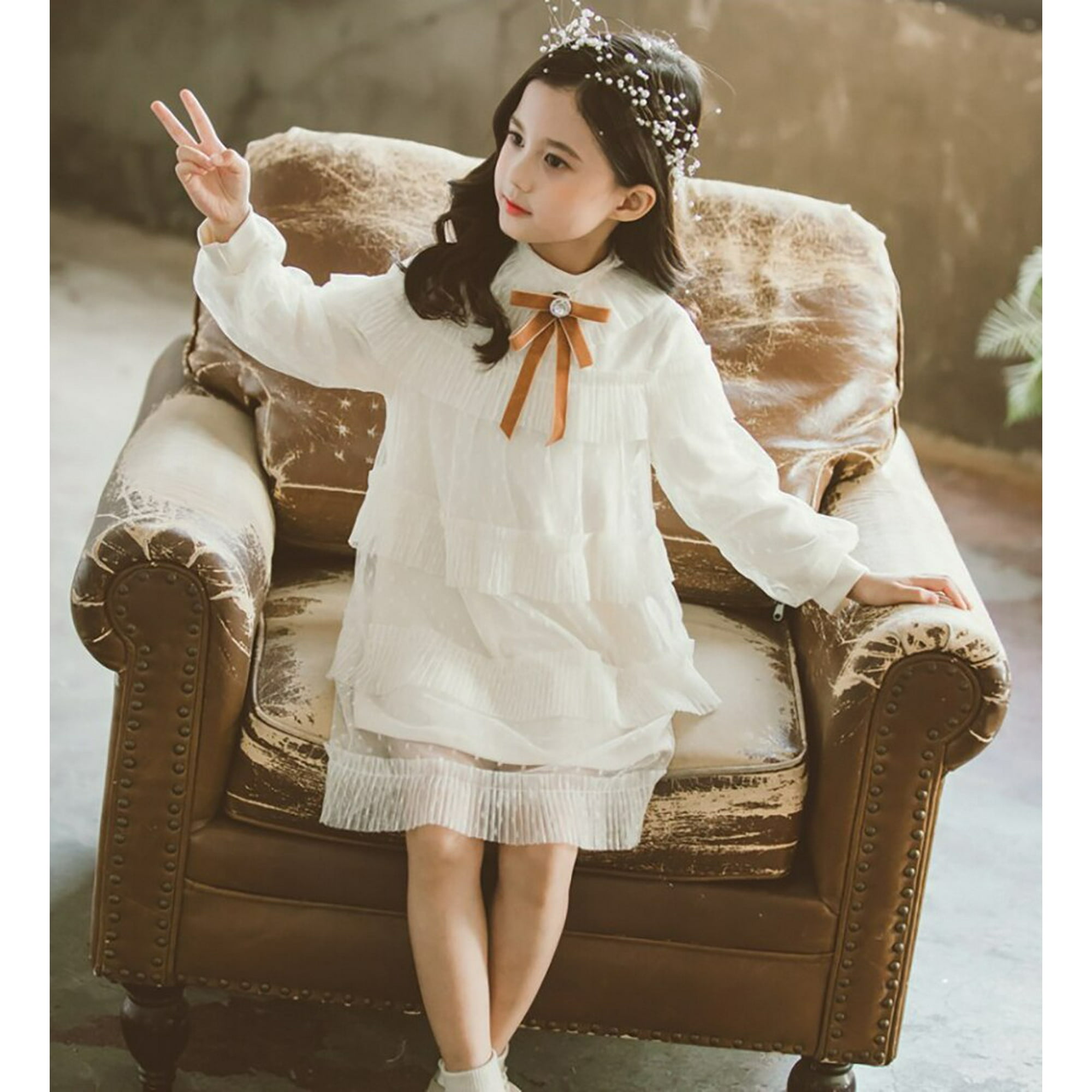 Vetements de Printemps pour Enfants Vetements pour Filles 2020 Princesse Maille Dentelle Robes Manches Longues Cosutume Partie Vetements pour Enfants 2 8T Walmart