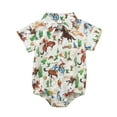 thumbnail image 1 of MIASHUI Adorable Garçon Imprimé Vaches Manches Courtes Barboteuse Justaucorps Été Décontracté Doux Respirant Fermeture à Boutons-Pression Pièce Combinaison Confortable Extensible Design Vert,0-3 Mois, 1 of 8