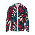 thumbnail image 2 of Uemuo Geometric Elements Pattern Women's Full Zip UPF 50+ Sun Protection Hoodie Jacket Long Sleeve Sun Shirt Hiking Outdoor Performance with Pockets-Large, 2 of 9