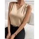 thumbnail image 5 of Xuyuer Women's Casual Fashion Solid Color V-Neck Satin Top, Chic Short Sleeve Blouse for Dinner Dates, Cocktail Parties and Spring Summer Evening Wear, 5 of 7