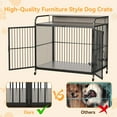thumbnail image 6 of Juiluna Dog Crate Furniture, Wooden Dog Crate End Table with Adjustable Height & 360° Rotating Feeder, Dog Kennel Indoor with 360° Wheels for Medium Dogs, Heavy Duty Dog Crate, Grey, 6 of 9