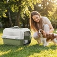 thumbnail image 7 of Magshion 23" Hard-Sided Pet Carrier with Food Bowl, Top & Front Doors, Ventilated Travel Crate for Cats & Small Dogs up to 26 lbs, White/Green, 7 of 7