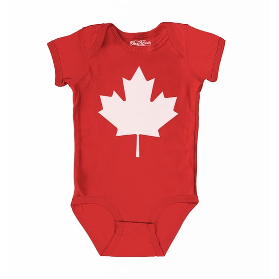 Shop4Ever Canada Maple Leaf Baby's Bodysuit Infant Cotton Romper 12 Months Red