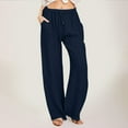 thumbnail image 2 of KDFJPTH Women High Waisted Wide Leg Pants Fashion Drawstring Elastic Trousers Comfy Straight Leg Long Pants With Pockets, 2 of 4