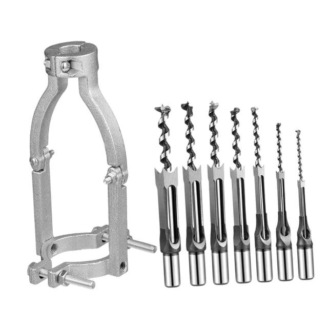 Adaptador de broca para taladro de agujero cuadrado Accesorio de mortaja Práctico de instalación rápida o 7 piezas y adaptador