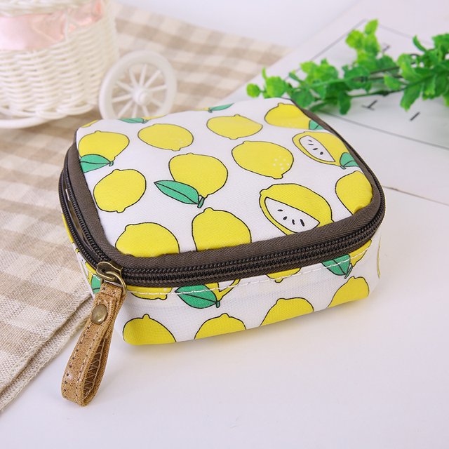Worallymy Mini neceser de maquillaje, neceser para servilletas sanitarias, almacenamiento con cremallera, monedero, bolso (limón) Worallymy JD735796019