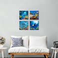 thumbnail image 2 of Tropical Ocean Coral Reef Dolphin Fish Underwater Canvas Wall Art for Living Room Beach Posters Under The Sea World Life Marine Animal Sea Turtle Picture Prints Bedroom Home Decorations 14x14 4 Piece, 2 of 6