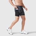 thumbnail image 2 of brillar Pantalones cortos deportivos de doble capa para hombres Pantalones de fitness falsos de secado rápido de 2 piezas, 2 of 5