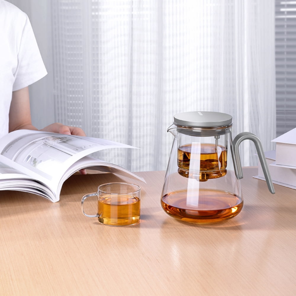 Heat-Resistant Glass Teapot, Magnetic Switch, Gunmetal Black 800ml