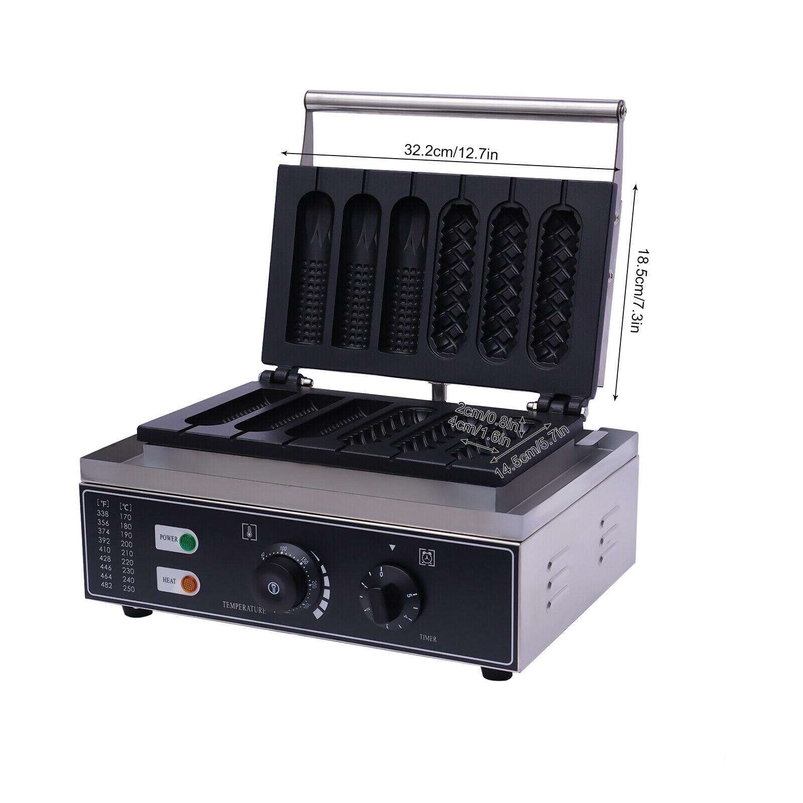 Commercial Hot Dog Waffle Maker Machine Non-Stick Electric 6pcs Waffle Hot Dog Maker