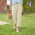 thumbnail image 6 of FUNUONY Women's Linen Straight Leg Capri Pants Beach High Waisted Drawstring Casual Loose Capris Pants with Pockets Lounge Pant Comfy 2025 Business Work Pants Cropped Linen Pants Women High Waisted, 6 of 9