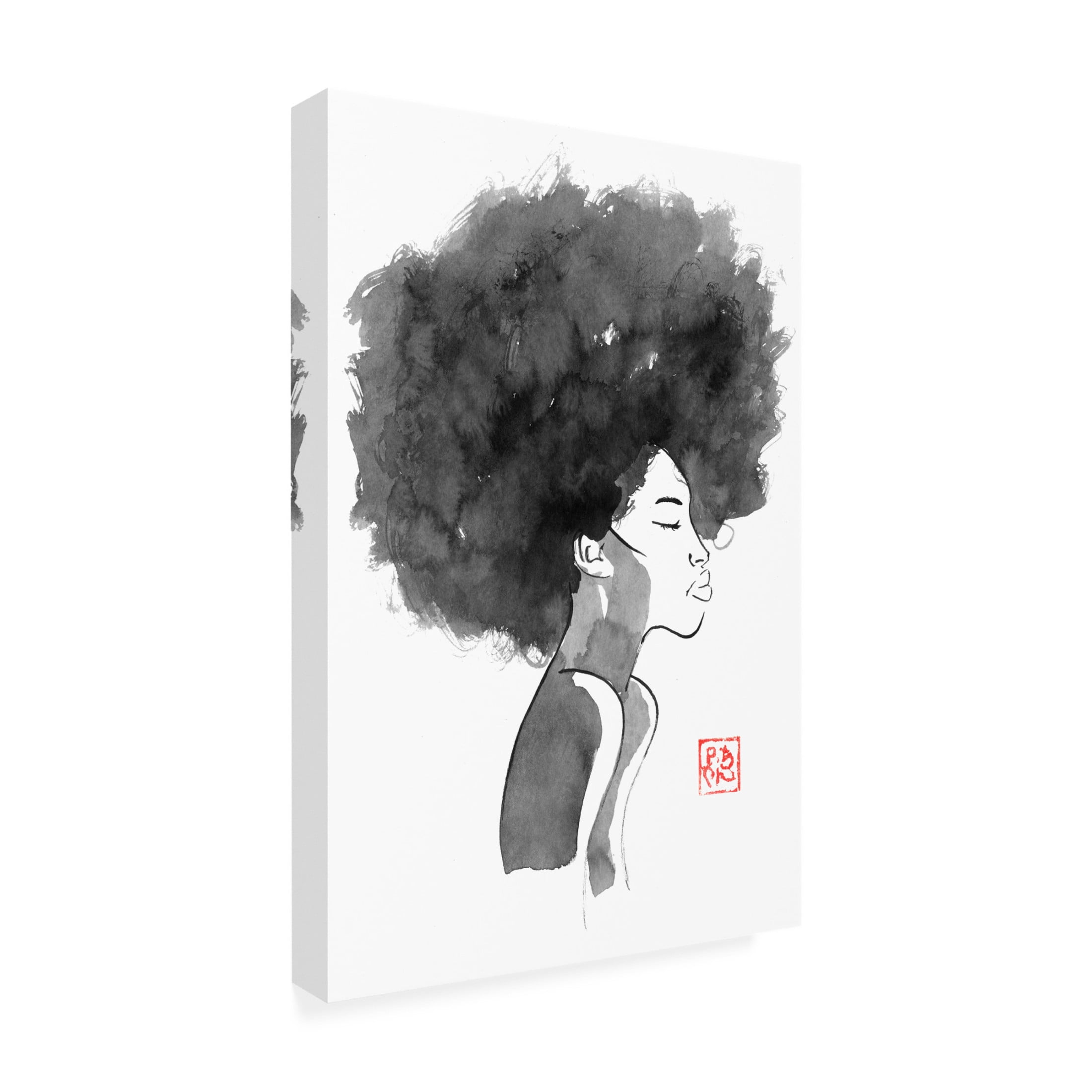Canvas Wall Art - Pechane 'Afro Woman 2' Wall Art for Living Room, Bedroom, or Office Décor by Trademark Fine Art - 12 x 19 Inches