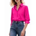 thumbnail image 2 of Camisa de Larga con Botones para Mujer, Corte Clásico, Blusa para Oficina y Trabajo. Rosa Roja XL, 2 of 6