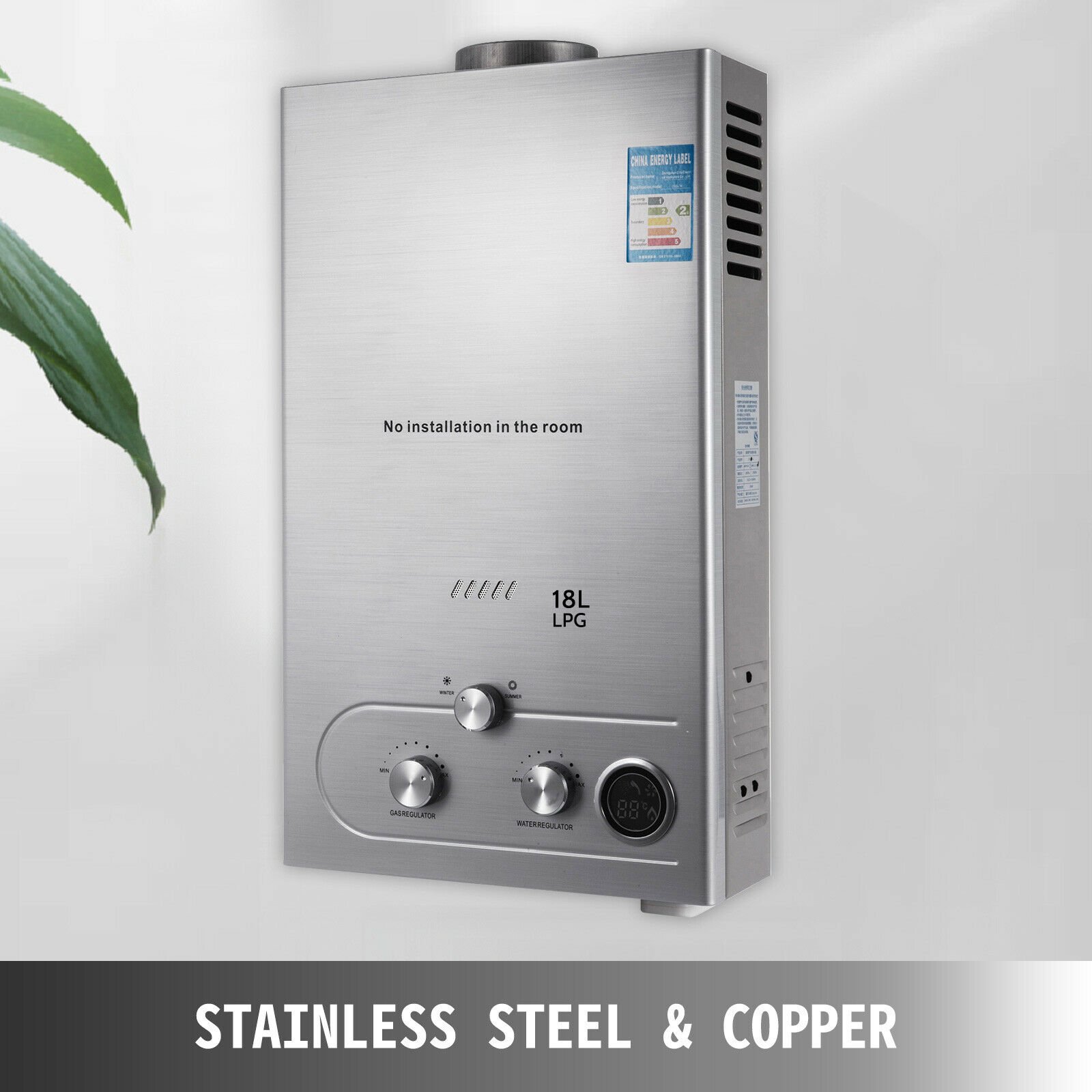 VEVOR 18L 4.8 GPM Propane Gas LPG Instant Hot Water Heater Tankless Boiler  with Shower | Walmart Canada