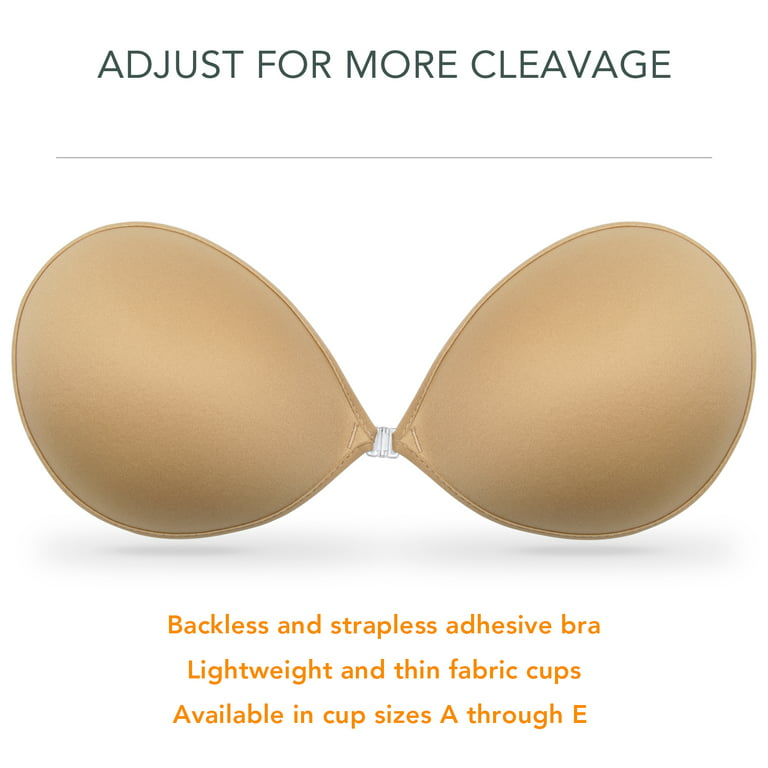 Wingslove Women's Reusable Strapless Sticky Push-up Invisible Adhesive Bra,  Beige D 
