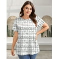 thumbnail image 6 of Ronuti Plus Size Tops for Women Tunic Floral Casual Short Sleeves T Shirts Flowy Blouses, 6 of 11