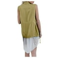 thumbnail image 3 of IROINNID Women's Sleeveless Zip Up Jacket Turndown Lapel Short Cover-up Lightweight Stretchy Drawstring Jacket Vest With Zipper, Khaki, 3 of 7