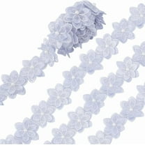 1set 2 Yards Flower Polyester Lace Trim Lace Ribbons with Imitation Pearls for Garment Accessories White 1-3/4 inch(45mm)