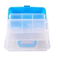 thumbnail image 4 of Caja de almacenamiento de tres capas, plegable, de plástico, para herramientas, portátil, con asa, organizador multiusos para manualidades, accesorios cosméticos, color azul cielo., 4 of 14