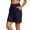 Navy #001, variant on Cotton Linen Shorts for Women Plus Size Drawstring Elastic Waist Summer Beach Vacation Bermuda Shorts with Pockets, M