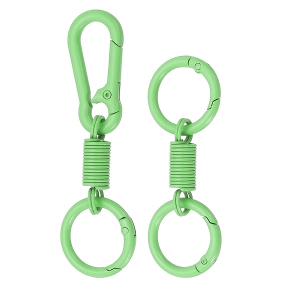 Uxcell Keychain Clips with O Rings, 2 Pcs Quick Release Key Chain Rings Spring Double Ring Keychain Holder Spring Snap Hook Organizer for Car Keys, Backpack, Women, Man, Green