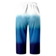 thumbnail image 4 of LEKDFST Dressy Capri Pants For Women Gradient Print Mid Waist Capri Pants With Drawstring Womens Lightweight Pants Blue XXL, 4 of 5