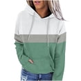thumbnail image 3 of Jinhomg Fall Winter Casual Sweatshirts for Women 2025 Fashion Color Block Hoodies Casual Cozy Long Sleeve Kangaroo Pocket Sweatshirt with Drawstring Summer Saving Green XXL, 3 of 6