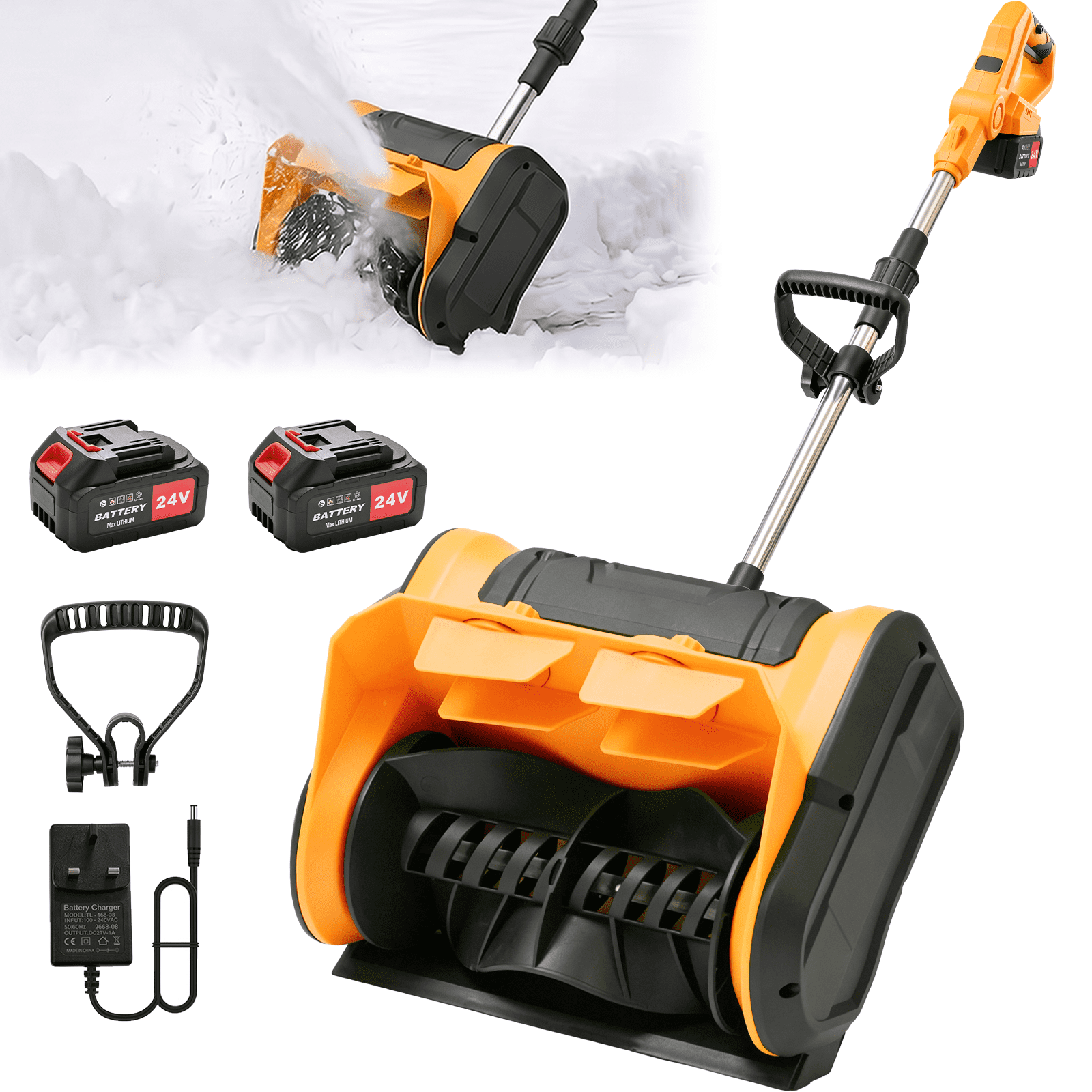 BAOKALER 24V Cordless Snow Shovel, 11inch & 6.6lb Lightweight Electric Snow Blower with 2 x 4.0Ah Battery & Fast Charger for Driveway & Sidewalks