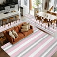 thumbnail image 5 of Pink Grey Stripe 4x6 Area Rugs, Farmhouse Modern Art Striped Non-Skid Rubber Backing Large Rectangle Rugs - Living Room Bedroom Home Office, Indoor Floor Mat Carpets Washable Rug, 5 of 9