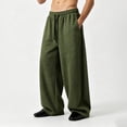 thumbnail image 5 of CIAKGIAF Mens Pants Sports Mens Sweatpants Elastic Waisted Straight Leg Casual Soild Color Drawstring Army Green for L, 5 of 6