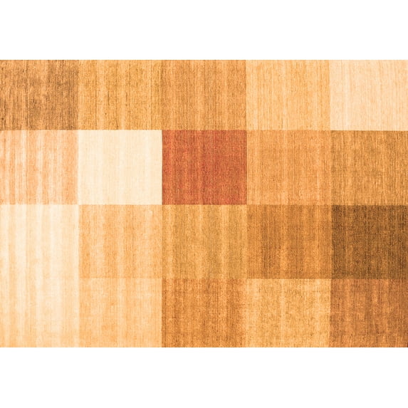 Ahgly Company Indoor Rectangle Checkered Orange Modern Area Rugs, 6' x 9'