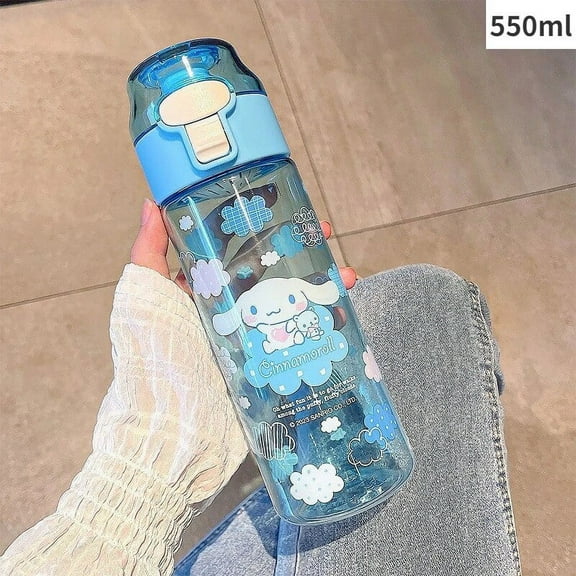 550ML Kawaii Sanrio Water Bottle Hello Kitty Kuromi Cinnamoroll Water Cup Outdoor Portable High Temperature Resistant Convenient