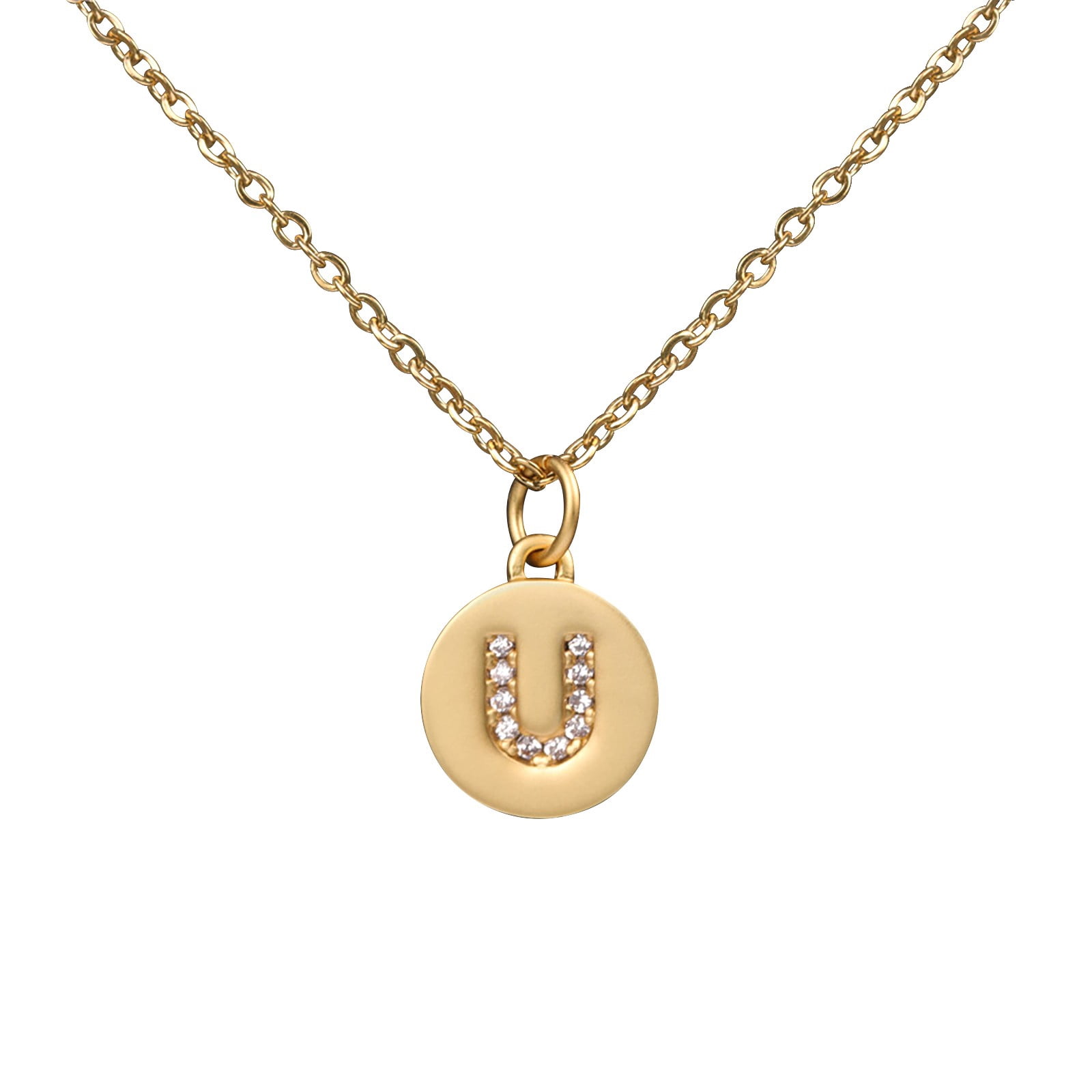 Mnycxen Initial Necklace Round Disc 