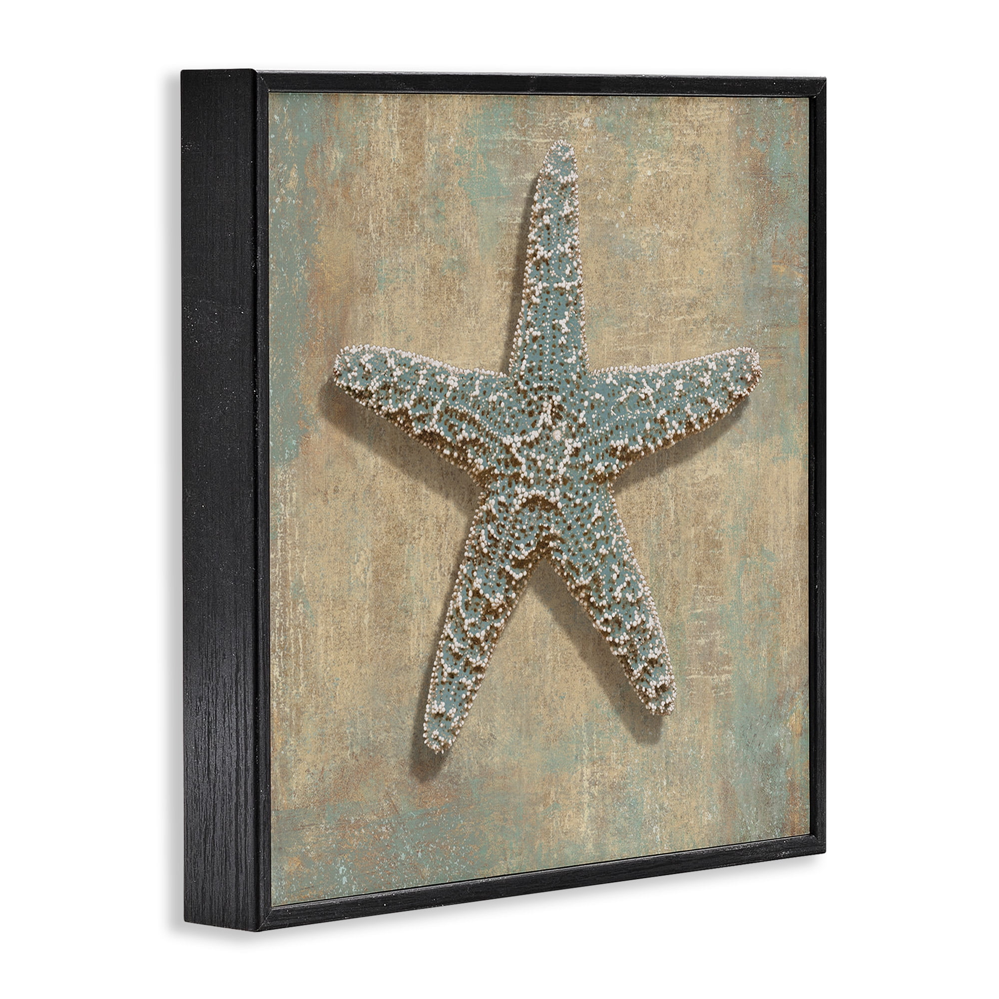 Stupell Industries Starfish Beach Objects Design Nature Painting Black Framed Art Print Wall Art, 24 x 24