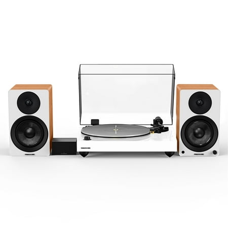 Fluance RT85N High-Fidelity Turntable with Nagaoka MP-110, Acrylic Sheet, Speed Control, MDF Wood Frame and Damping Feet, Piano White