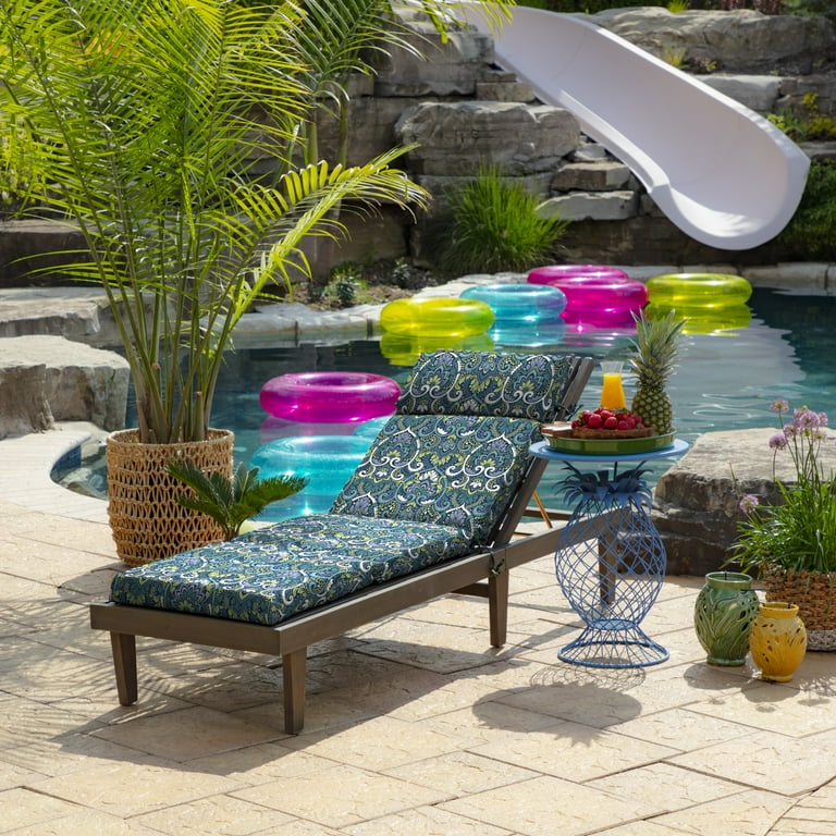 Arden Selections Thick Waterproof Outdoor Chaise Lounge Cushion 72x21 Sapphire Aurora Blue Damask Walmart