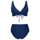 thumbnail image 4 of Trajes de Baño de Mujer de Cintura Alta Cuello en V Vendaje Sólido Ajustamiento Apretado Reunión Traje de Baño Conjunto Dividido, 4 of 6