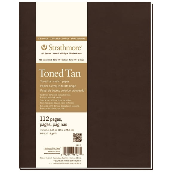 Strathmore Soft Cover Toned Art Journal, 400 Series, 112 pages, 7.75" x 9.75", Tan