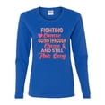 thumbnail image 2 of Wild Bobby, Fighting Cancer And Still Sexy, Breast Cancer Awareness, Women Graphic Long Sleeve Tee, Royal, Medium, 2 of 5