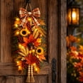 thumbnail image 4 of Light up Fall Teardrop Swag for Front Door, 21.65" Autumn Harvest Sunflower & Maple Leaf Wreath Alternative with Warm LEDs, Thanksgiving Thanksgiving Porch Decor, 4 of 7