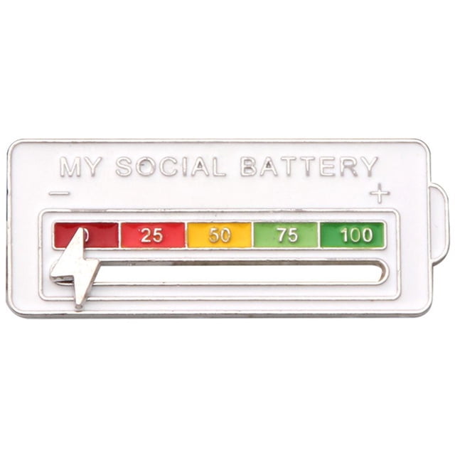 Social Battery Pin Solapa Pin emocional para todas las ocasiones (Pantalla Power-White)